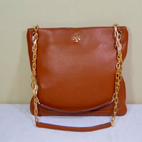 Tory Burch Handbags - Tan Pebbled Leather Shoulder Bag
